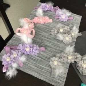 3 pc Infant pearl/flower anklet bare foot sandal